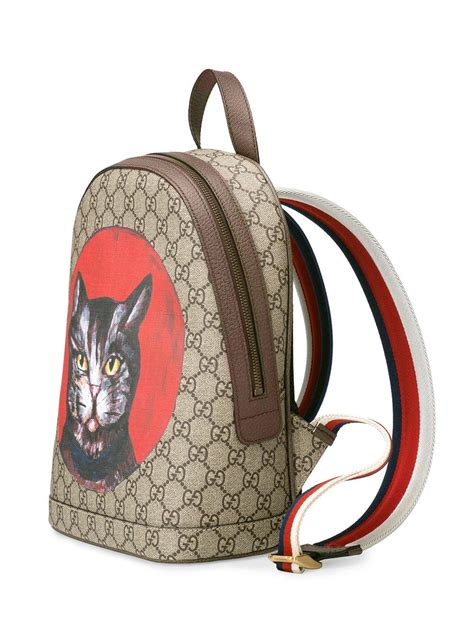 Gucci Gg Supreme Mystic Cat Backpack in Brown 